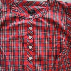 Talbots Red 'Stewart' Plaid Holiday Blouse